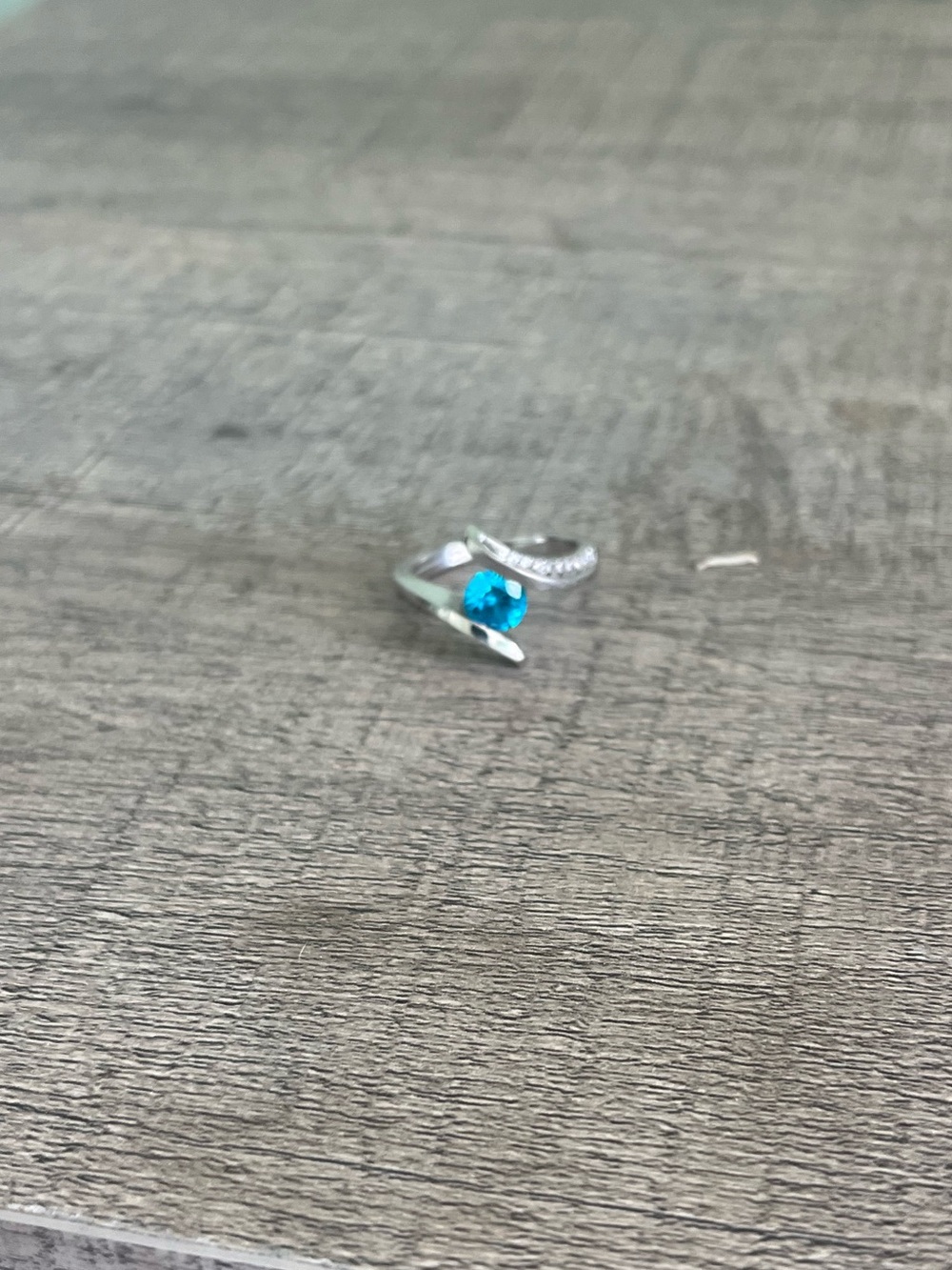 Sterling-Style Silver Ring with Teal Blue Gemstone